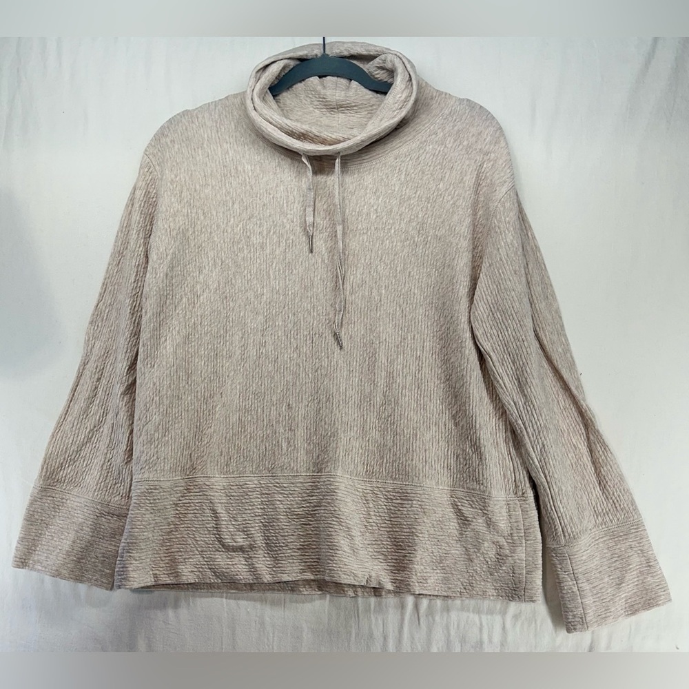 Orvis Sweatshirt Womens XS Cream Textured Cowl Neck Pullover Long Sleeve